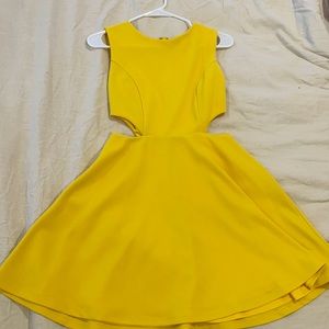 Lulu’s yellow cut out skater dress